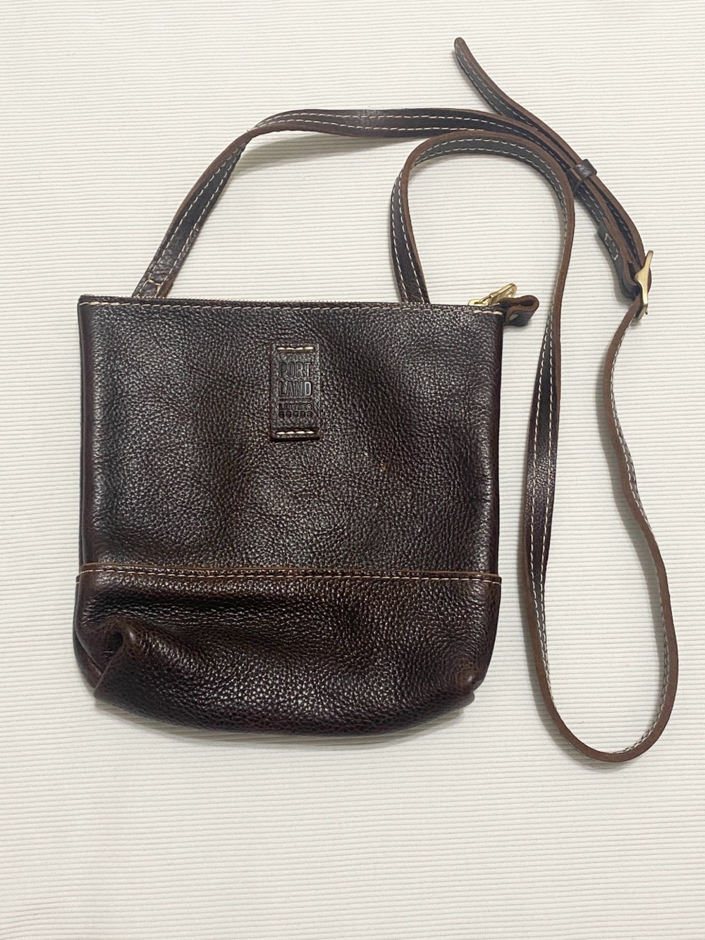 Portland Leather Goods Festival Dark Brown Pebbled Leather Crossbody Bag